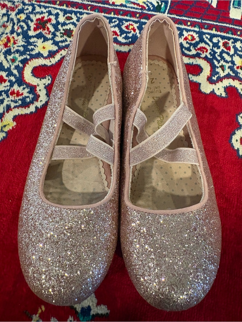 Dream Pairs Girls' Glitter Mary Jane Flats in Light Pink